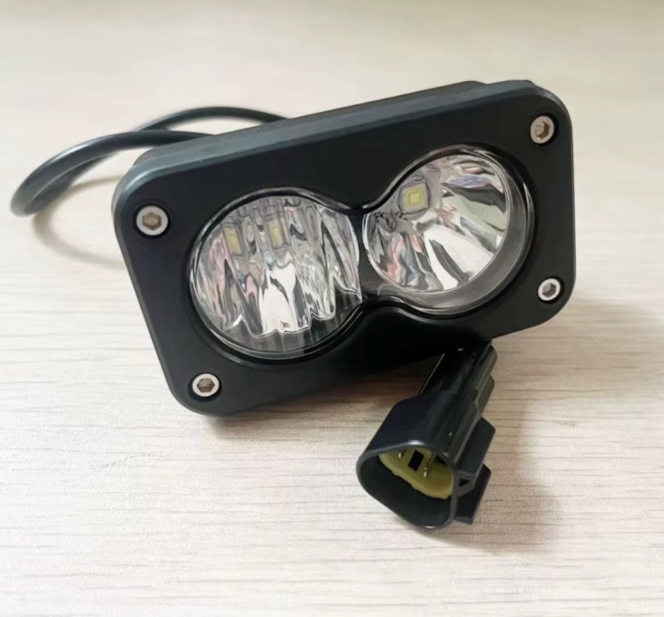 JC Trail Series LED light kit shown at an angle, showing the flood and spot lens pattern