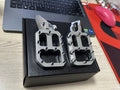 JC Designs wide machined foot pegs with blue titanium traction pins