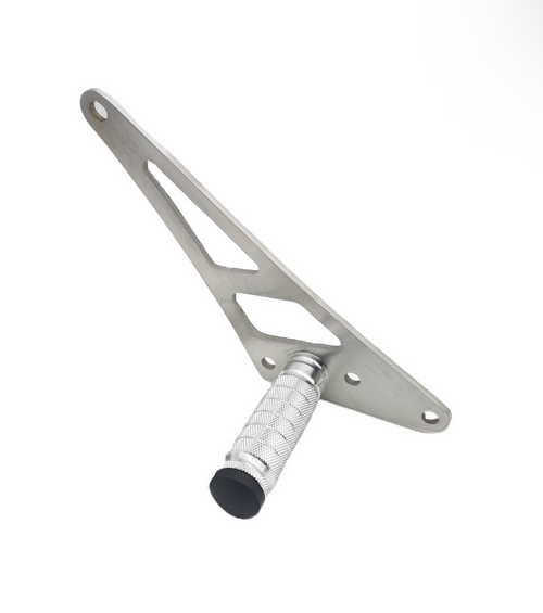 JC Designs foot lock and mount bracket in chrome with knurled peg